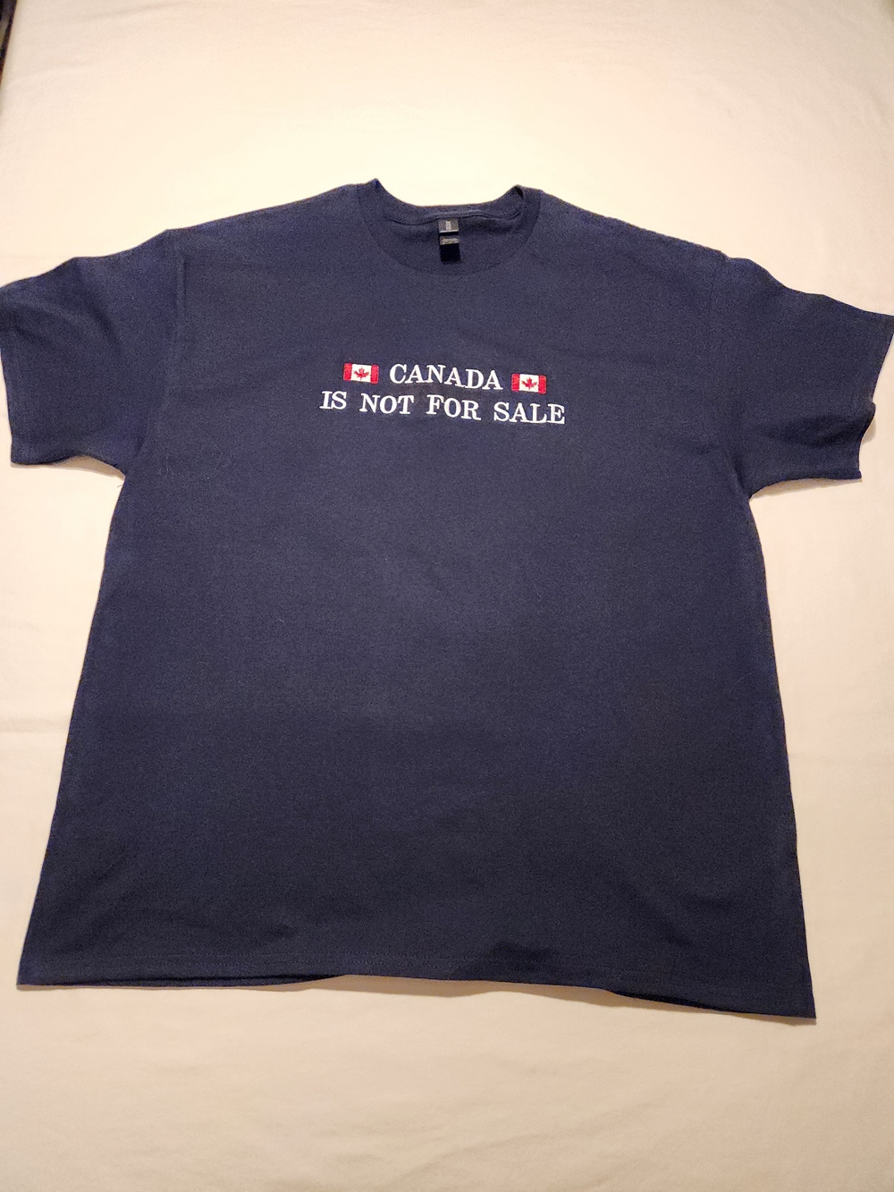 Gildan Canada Is Not For Sale Navy Blue Graphic T-Shirt XL Canadian Flag